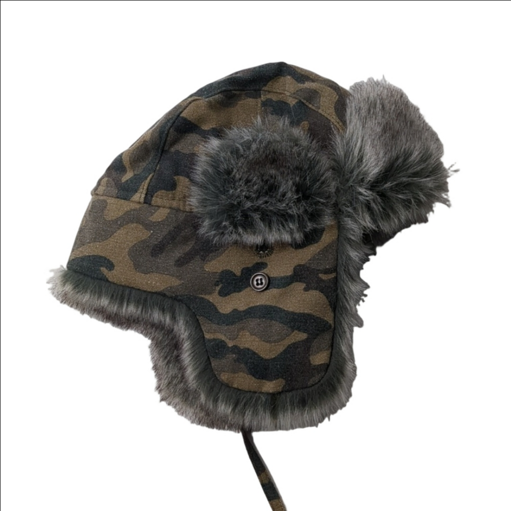 NWT SIMONS Camo Faux Fur Trapper Hat Size Small